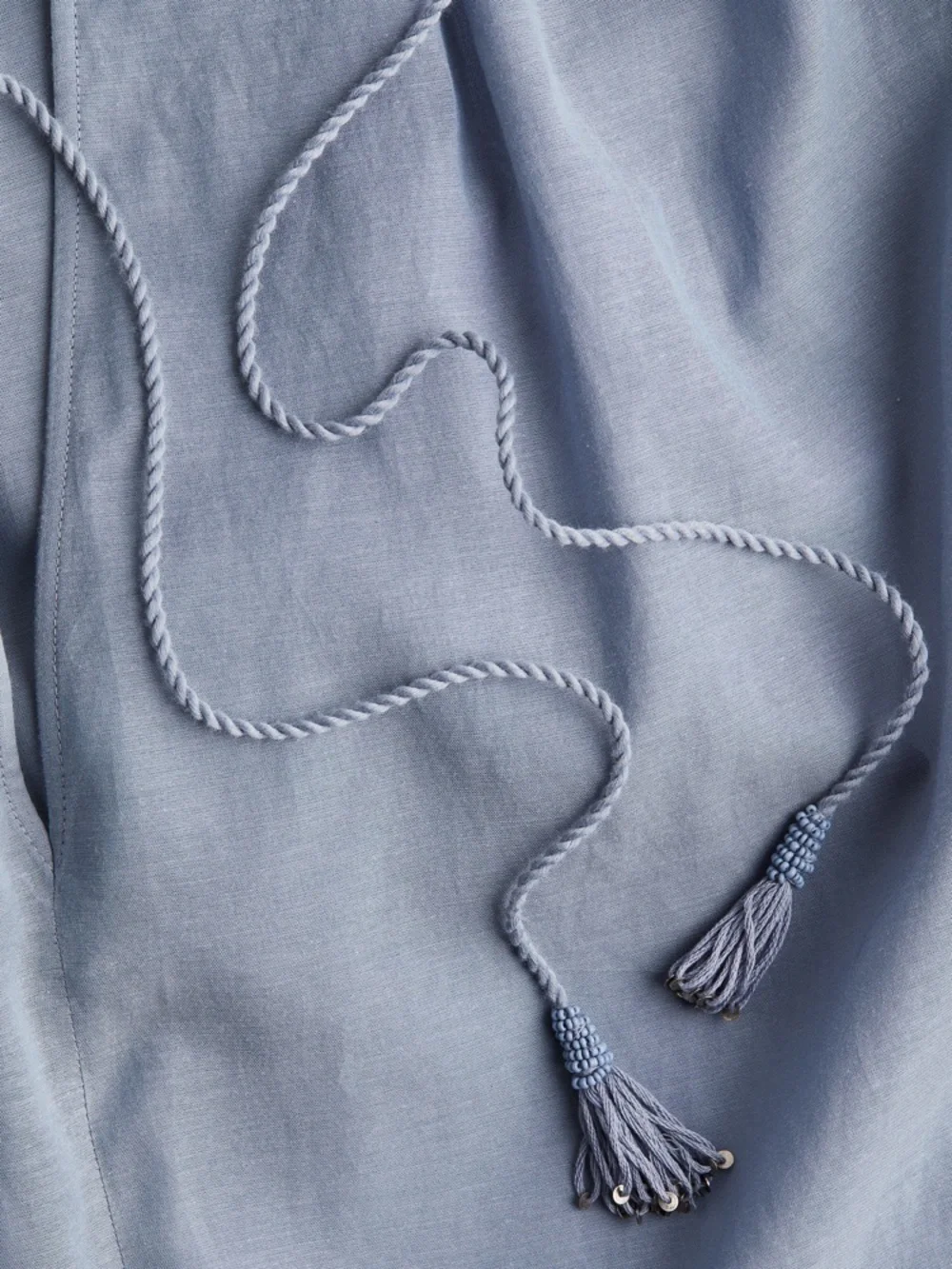 H&M NWT!! Light Blue Lightweight Tie-Front Peasant Oversized Loose Fit Blouse ML - Picture 13 of 16